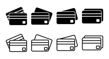 Kredi kartı simgesi çizimi. Kredi kartı ödeme imzası ve sembolü