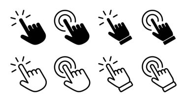 El tıklama simgesi çizimi. İşaret ve sembol. el imleç simgesi