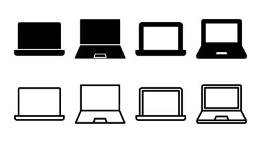 Dizüstü bilgisayar simgesi çizimi. bilgisayar işareti ve sembol