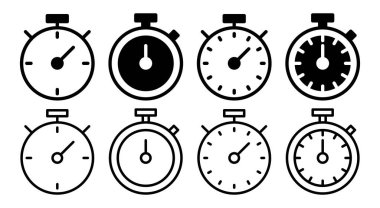 Kronometre simgesi çizimi. Zamanlayıcı işareti ve sembol. Geri sayım simgesi. Zaman Dönemi