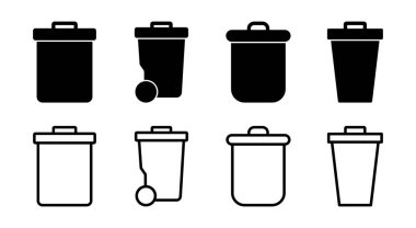 Çöp simgesi çizimi. Çöp kutusu simgesi. İşareti ve sembolü sil.