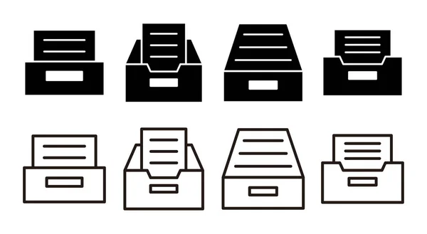 Archivordner Icon Set Illustration Dokument Vektor Symbol Archivspeichersymbol — Stockvektor