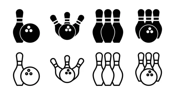 Jeu Icônes Bowling Illustration Boule Bowling Signe Symbole Broche — Image vectorielle