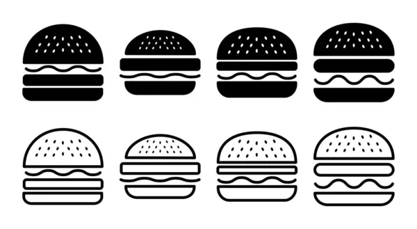 Burger Ikone Setzte Illustration Burger Zeichen Und Symbol Hamburger — Stockvektor