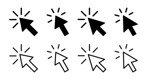 Haga Clic Icono Conjunto Ilustración Signo Flecha Puntero Símbolo Icono — Vector de stock