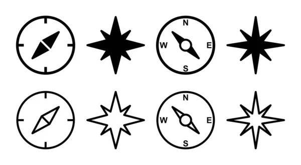 Kompass Icon Set Illustration Pfeil Kompass Symbol Zeichen Und Symbol — Stockvektor