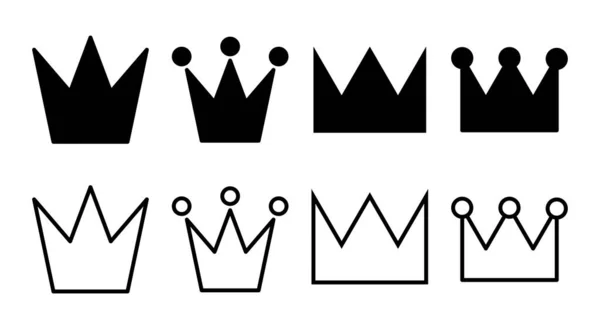 クラウンアイコンセットイラスト 王冠のサインとシンボル — ストックベクタ