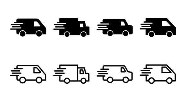 Delivery Truck Icon Set Illustration Delivery Truck Sign Symbol Shipping — Stock Vector