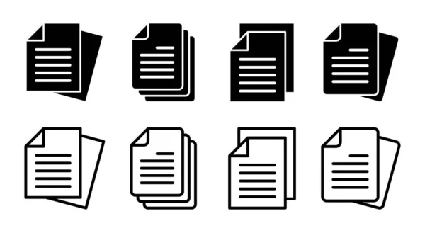 Illustration Jeu Icônes Panneau Symbole Papier Icône Fichier — Image vectorielle