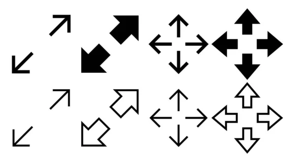 Helskärmsikonuppsättning Illustration Expandera Till Helskärmstecken Och Symbol Pilar Symbol — Stock vektor