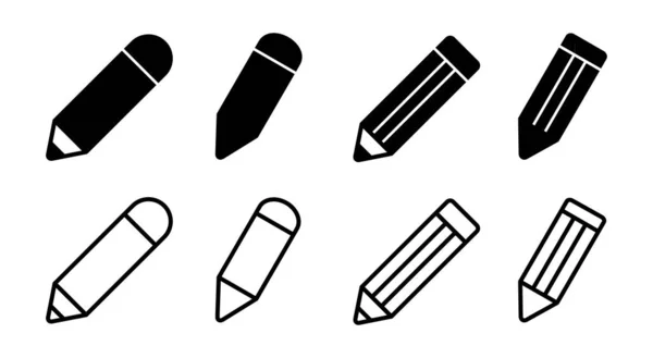 Illustrazione Set Icona Matita Segno Simbolo Della Penna Modifica Vettore — Vettoriale Stock