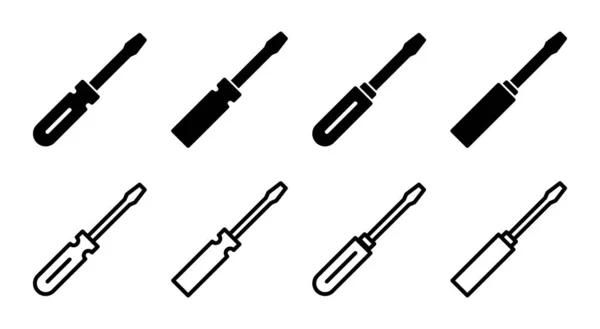Illustration Jeu Icônes Tournevis Outils Signe Symbole — Image vectorielle
