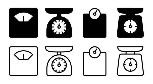 スケールアイコンセットイラスト 体重計の記号と記号 — ストックベクタ