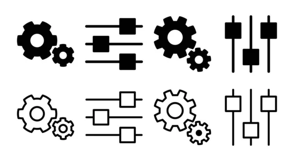 Configuração Icon Conjunto Ilustração Configurações Engrenagem Sinal Símbolo Sinal Engrenagem —  Vetores de Stock