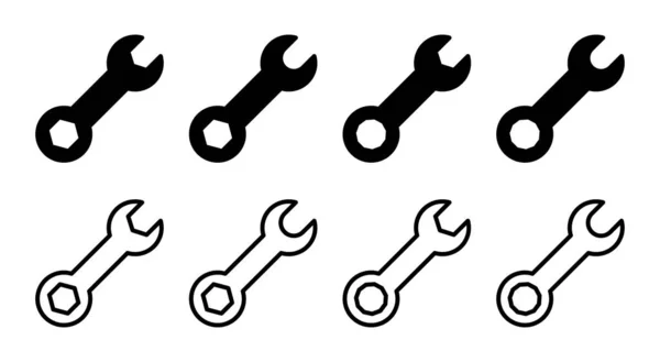 Llave Icono Conjunto Ilustración Icono Reparación Signo Símbolo Herramientas — Vector de stock