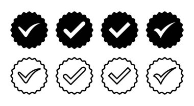 Onaylanmış simge kümesi illüstrasyonu. Sertifikalı Madalya Simgesi. işaretle