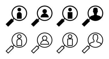 Simge çizimi işe alınıyor. Arama işi boşluk işareti ve sembol. İnsan kaynakları konsepti. İşe alım.