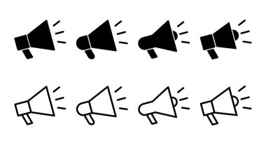 Megafon simgesi çizimi. Hoparlör işareti ve sembol