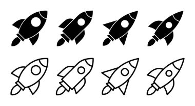 Roket simgesi çizimi. Başlangıç işareti ve sembol. roket fırlatma simgesi