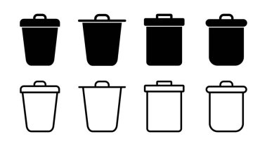 Çöp simgesi çizimi. Çöp kutusu simgesi. İşareti ve sembolü sil.