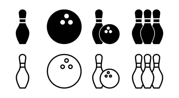 Bowling Icon Set Illustration Bowling Ball Pin Sign Symbol — Stock Vector
