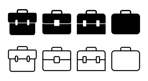 ブリーフケースアイコンセットイラスト スーツケースのサインとシンボル 荷物記号 — ストックベクタ