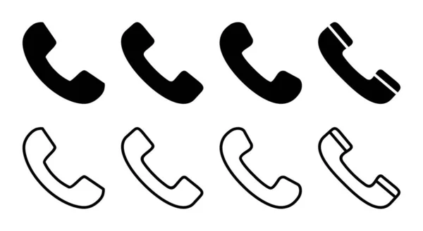 Chiamare Icona Set Illustrazione Segnale Telefonico Simbolo Icona Del Telefono — Vettoriale Stock