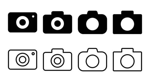 相机图标集插图 照相相机的标志和符号 摄影图标 — 图库矢量图片