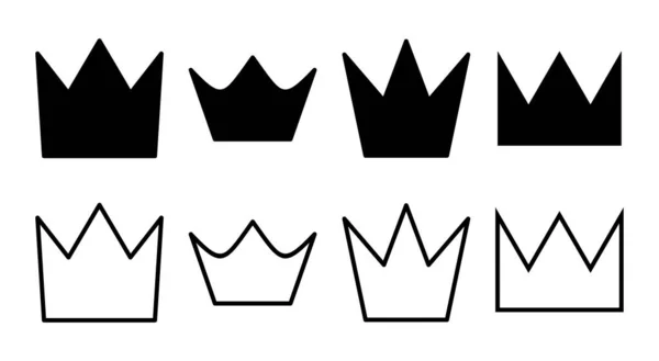 Ícone Coroa Conjunto Ilustração Sinal Coroa Símbolo — Vetor de Stock
