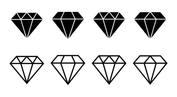 ダイヤモンドアイコンセットイラスト ダイヤモンドの宝石のサインとシンボル — ストックベクタ
