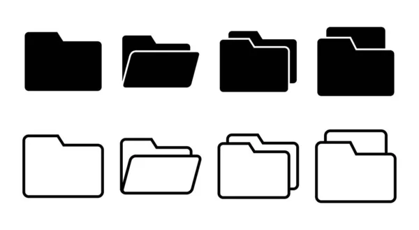Illustration Jeu Icônes Dossier Signe Symbole Dossier — Image vectorielle