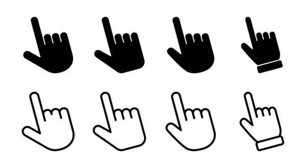 Ilustração Conjunto Ícones Cursor Mão Sinal Cursor Símbolo Mão Clik —  Vetores de Stock