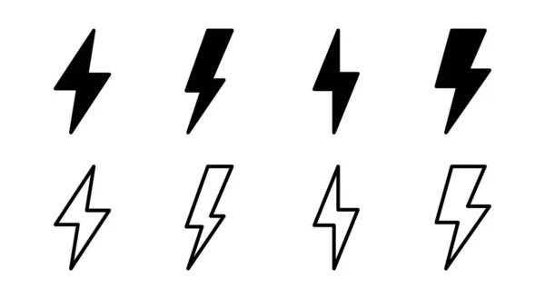 Lightningアイコンセットイラスト 電気信号と記号 パワー アイコン エネルギー記号 — ストックベクタ