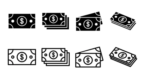 Geld Ikone Setzte Illustration Geldzeichen Und Symbol — Stockvektor