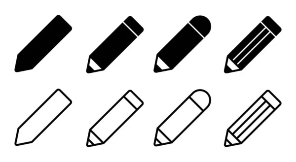 Ilustracja Zestawu Ikon Ołówka Znak Symbol Pióra Edytuj Wektor Ikony — Wektor stockowy