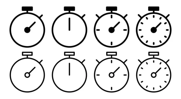 Απεικόνιση Συνόλου Εικονιδίων Stopwatch Χρονόμετρο Και Σύμβολο Εικονίδιο Αντίστροφης Μέτρησης — Διανυσματικό Αρχείο