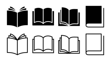 Kitap simgesi çizimi. Açık kitap işareti ve sembol. Kitap simgesi