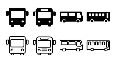 Otobüs simgesi çizimi. Otobüs tabelası ve sembol. taşıma sembolü