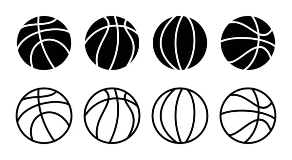 Иллюстрация Набора Значков Баскетбольный Мяч Знак Символ — стоковый вектор
