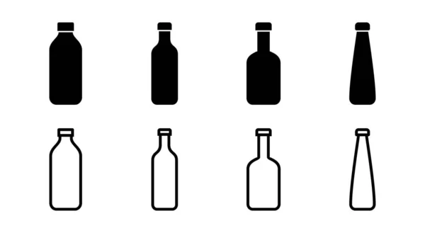 Ilustración Conjunto Iconos Botella Signo Símbolo Botella — Vector de stock