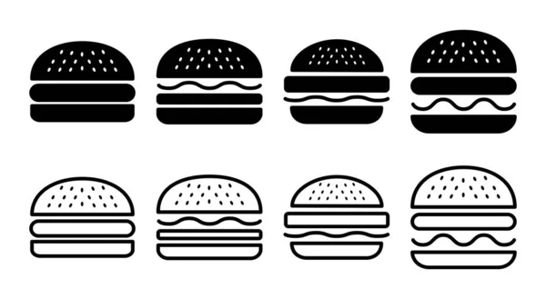 汉堡图标集插图 汉堡的标志和符号 汉堡包 — 图库矢量图片
