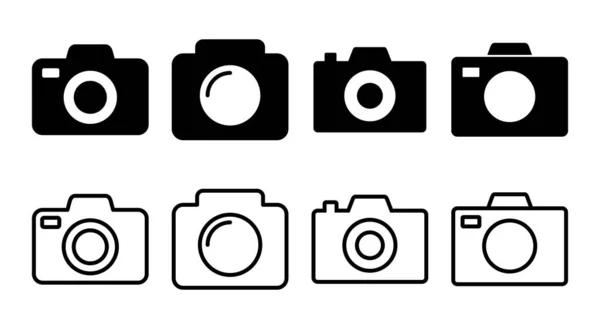 Illustrazione Set Icona Fotocamera Foto Fotocamera Segno Simbolo Icona Della — Vettoriale Stock