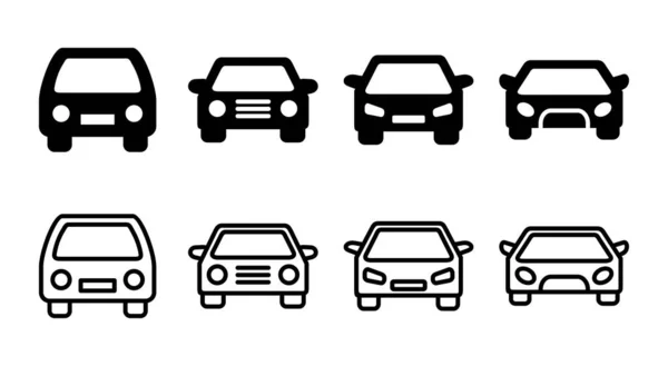 Ikona Samochodu Zestaw Ilustracji Znak Symbol Samochodu Mały Sedan — Wektor stockowy