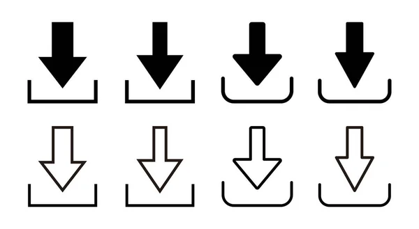 Descargar Ilustración Conjunto Iconos Descargar Signo Símbolo — Vector de stock