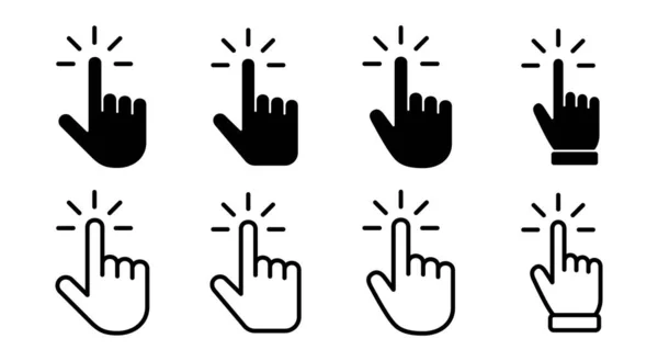 Εικονογράφηση Συνόλου Κέρσορα Χεριών Σύμβολο Δρομέα Και Σύμβολο Κλίκ Εικονιδίου — Διανυσματικό Αρχείο