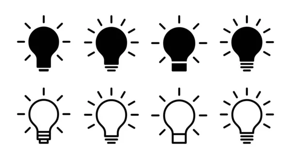 图标集插图 灯泡的标志和符号 思想符号 — 图库矢量图片