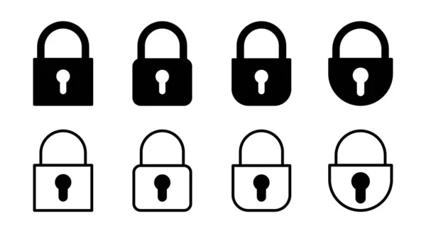 Κλείδωμα Εικονογράφησης Συνόλου Εικονιδίων Πινακίδα Και Σύμβολο Εικονίδιο Κρυπτογράφησης Σύμβολο — Διανυσματικό Αρχείο