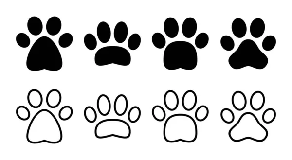Paw Icon Set Illustration Paw Print Sign Symbol Dog Cat Vector Graphics