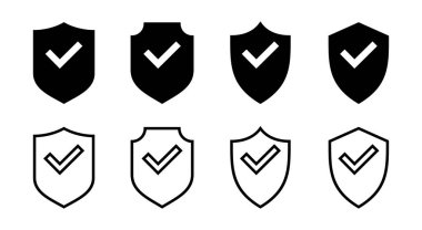 Kalkan işaretleme simgesi çizimi. Koruma onayı işareti. Sigorta simgesi