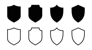 Kalkan simgesi çizimi. Koruma ikonu. Güvenlik işareti ve sembol